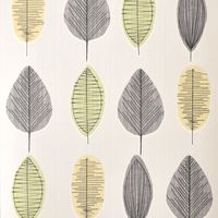 Abstract Leaf Wallpaper White Green Yellow Black Natural Paste The Wall Vinyl