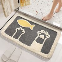 Tapis de bain tapis de douche mignon, luxueux felpudo de haute absorption et anti-dérapant, lave-linge dans la machine adéquate pour baignoire, douche et salle de bain, pata de chat