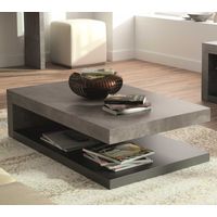 Table basse Delta avec espace de rangement - aspect béton