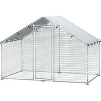 Corral para Gallinas Gallinero Metálico Grande 3x1,7x1,9 m Cubierta Impermeable Anti-UV