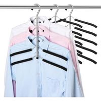 Cintre 5 en 1 Multicouches Cintre en Métal Cintres Multi-Couches et Multifonctions Organisateur avec Antidérapante Éponge pour Jeans Jupes T-Shirts Pantalons Rangement pour Vêtements Garde Robe 3 Pack