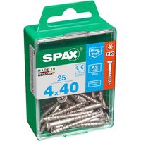 Scatola da 25 unità di viti per legno Spax con testa piatta in acciaio inossidabile A2 4.0x40mm Spax