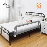 Costway – Barrière de lit rabattable pour bébé – Tissu en maille respirant – Longueur 150 cm – Fixation sécurisée avec vis – Protection contre les chutes