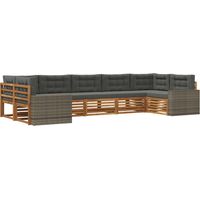 Outdoor-Sofagarnitur mit Kissen 7 pcs Natur und Anthrazit vidaXL