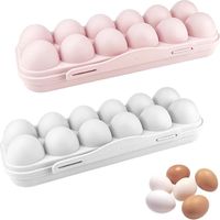 2 Pieces Egg Storage Container, Plastic Egg Storage Container With Lid, Outdoor Portable Egg Basket For Camping, Picnic, Hiking