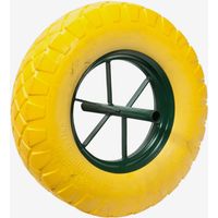Werka Pro – Roue increvable pour brouette 15'' 385x95 – Jante métal verte – Axe de 20 mm – Longueur d'axe 242 mm