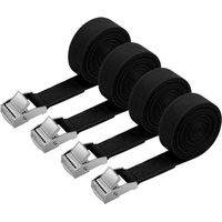 4PCS Sangle d'Arrimage, 2M x 20mm Kit de Fixation avec Sangle de Serrage Boucle de Serrage, pour Moto, Voiture, Porte Vélo, Puissance de Traction: 500 kg/Pièce (Black)