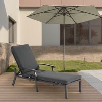 Fauteuil inclinable avec coussin d'assise en coton, angle d'inclinaison réglable, structure robuste en aluminium, gris