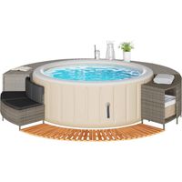 Vidaxl – Cadre de bain à remous en résine tressée – Bois d'acacia massif – Housse amovible et lavable – Support de rangement intégré