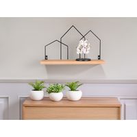 Wandregal JOLEEN aus Holz Natur und Metall Schwarz, Breite 48cm