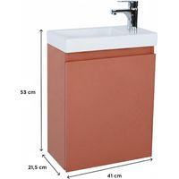 Mob-In – Meuble lave-mains suspendu 41 cm – Vasque en céramique réversible – Montage facile – Dimensions 41x54x21,5 cm