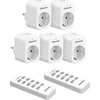 DEWENWILS Funksteckdosen mit Fernbedienung 3680 W Magnetische Ein-Tasten-Schalter 30 m Reichweite Vorprogrammiert kabelloses Steckdosen-Set für Lampen Haushaltsgeräte Weiß 4er Set