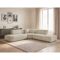 BOBOCHIC - Canapé d'angle L fixe modulable ANDA tissu chenille Angle gauche Beige