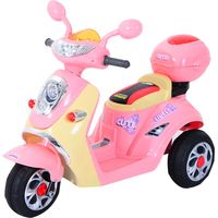Elektro Kindermotorrad Elektromotorrad Kinderelektroauto Kinderfahrzeug Dreirad, 6V, Metall+PP, 108x51x75cm (Rosa+Gelb)