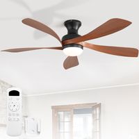 Ventilatore da soffitto Sofucor da 132 cm con luce e telecomando, 5 pale in ABS, design moderno, discreto e silenzioso, ideale per la camera da letto - Nero e Marrone