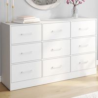 Arcón de tela de 9 cajones UPPAH 113 cm mueble de madera blanco