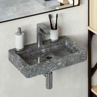 Vidaxl – Vasque suspendue en marbre gris 38x24x6,5 cm – Lavabo mural élégant – Pour salle de bain moderne – Facile à nettoyer