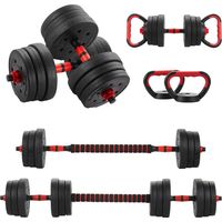 Kit Haltères Musculation 6-en-1 TEENO, 20 kg, D'haltères Réglables Haltères Courtes, Comprend des Dettlebells, Des Haltères, des Barres et Des Supports Pour Pompes, La Temise en Forme à Domicile