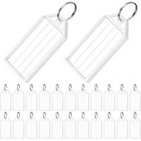 100 étiquettes porte-clés de 5 cm (2 pouces) en plastique avec couverture transparente lignée et identifiant d'article