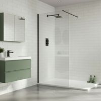 Duchy Padstow Matt Black 8mm Wet Room Glass Shower Screen 800mm Wide