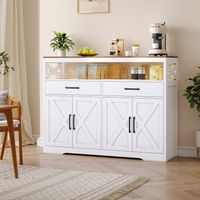 Mobile da cucina e soggiorno, credenza 140x40x105 cm, con 2 cassetti, 4 ante e ripiani regolabili, design scandinavo, Bianco