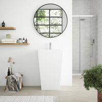 Lavabo Freestanding 53x47cm in Ceramica Bianco Lucido con troppopieno Mod. Kara