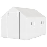 Serra a Tunnel 2x3x2 m Porte Finestre Avvolgibili Tetto a Punta Acciaio PE Bianco