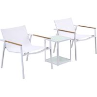 Set Tavolino e 2 Sedie da Giardino in Alluminio Kraus Raffaello Bianco