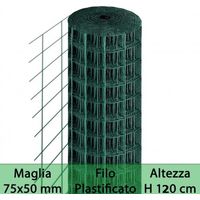 RETE RECINZIONI METALLICA PLASTIFICATA ELETTROSALDATA 75x50 h120cm 25mt