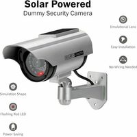 Caméra de surveillance interieur / exterieur- Factice Caméra Surveillance à l'énergie Solaire Appareil-Photo de dme de télévision en Circuit fermé de sécurité (Argent-1 Pack)