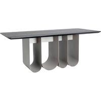Table à manger contemporaine bois brun et mélamine grise - Bois brun et gris moderne