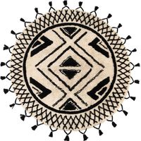 VIVARAISE - Tapis Vivaraise Sami en coton 100% - Diamètre 160 cm - Style berbère moderne