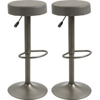 Set 2 sgabelli da bar girevoli con poggiapiedi altezza regolabile 35x36x64-85cm Grigio