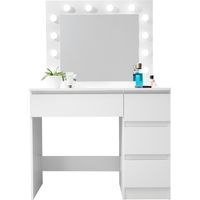 Aga Coiffeuse avec miroir et éclairage Blanc mat