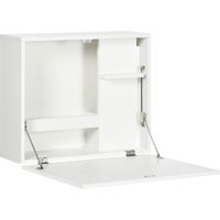 Bureau mural pliant et peu encombrant avec étagères, pour l'étude, le salon et le bureau, en aggloméré et MDF, 60x21.5x50 cm, blanc