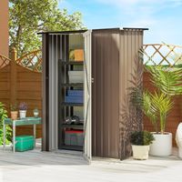Abri de jardin 1,07 m² avec toit en pente,142 x 84 x 189 cm Abri de jardin avec porte verrouillable,abri de jardin,acier,marron