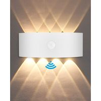 Outdoor Wall Light, 8W Indoor Motion Sensor Light, 3000K Warm White Bedroom Wall Light, IP65 Waterproof, Suitable for Balcony, Stairs, Living Room - White