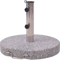 Vidaxl – Pied de parasol 30 kg en granit poli et acier inoxydable – Pour parasols jusqu'à 3m de diamètre – Poignée de transport incluse – 2 adaptateurs Ø 38/48 mm