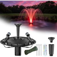 POPOSOAP Fontaine flottante bassin avec LED, aérateur et pompe 4600 L/h, câble 9m, 3 jets pour bassin, piscine, étang & jardin