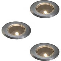 Konstsmide Mini LED ground spot Ensemble de 3 spots encastrés au sol en acier inoxydable Mini système LED extérieur 12V G4 - Transformateur inclus, IP44