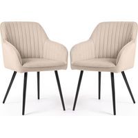 Set di 2 Sedie in velluto con cuciture verticali FLORENCE Beige gambe nere