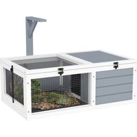 Enclos en bois pour tortues, maison pour tortues avec support de lampe, pour l'extérieur et l'intérieur, gris clair