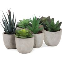 6er Set Kunstpflanzen Sukkulenten in Steinoptik-Töpfen 7,5-14cm H