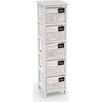 Webmarketpoint – Commode de salle de bain en bois blanc – 5 tiroirs – Dimensions 25 x 25 x 94 cm – Meuble bas de salle de bain pour espaces restreints