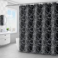 Rideau de douche résistant à la moisissure et à l'eau, ourlet lesté, rideau de douche de Noël lavable 12 crochets (100 x 180 cm, noir)