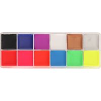 Lot fluo 12 couleurs maquillage professionnel imperméable visage corps palette peinture vive pour fête