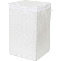 Compactor Tex Cesto Portabiancheria Quadrato Con Coperchio, Bianco, Tessuto Con Struttura In Metallo, Fodera In Lino Rimovibile, 30 x 30 x 50 cm, RAN6889