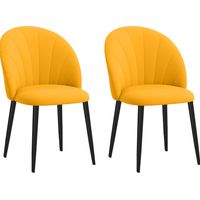 Set di 2 Sedie Sala da Pranzo, Sedie Cucina Moderne con Schienale a Conchiglia e Gambe in Metallo, Sedia in Velluto con Imbottita per Cucina, Camera da Letto, Ufficio e Soggiorno, Giallo