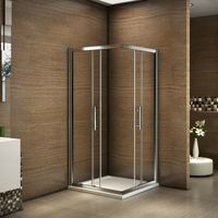 Duschkabine 90x90cm Duschabtrennung Schiebetür Eckeinstieg Dusche ohne Duschtasse Höhe 185cm