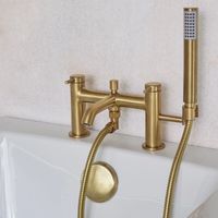 Hoxton Bath Shower Mixer Tap Brushed Brass Finish 2 Tap Hole Britton Bathrooms